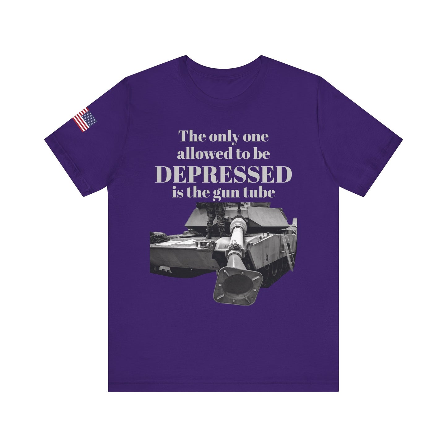 DEPRESSED Gun Tube, Veteran Gift, Patriotic Apparel, Gun Enthusiast Top, With US Flag, Lightweight T-Shirt