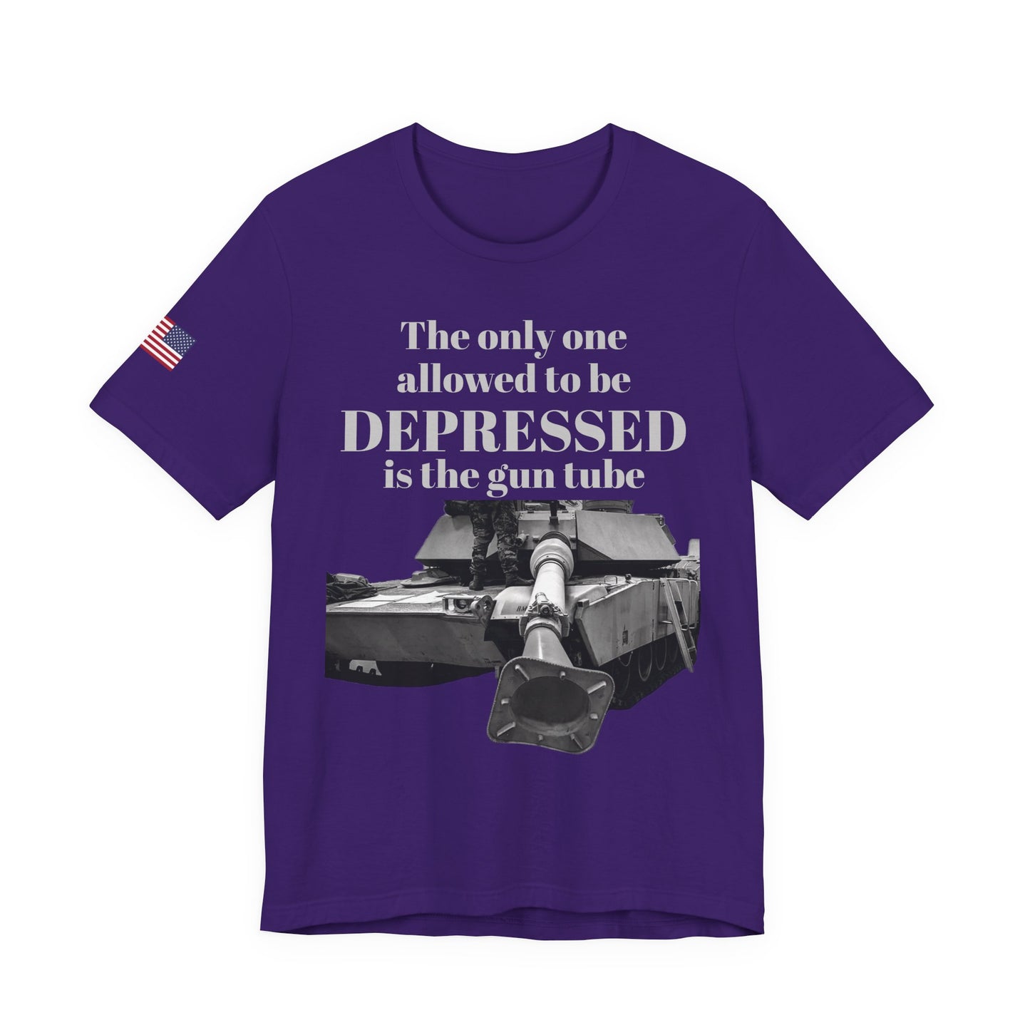 DEPRESSED Gun Tube, Veteran Gift, Patriotic Apparel, Gun Enthusiast Top, With US Flag, Lightweight T-Shirt