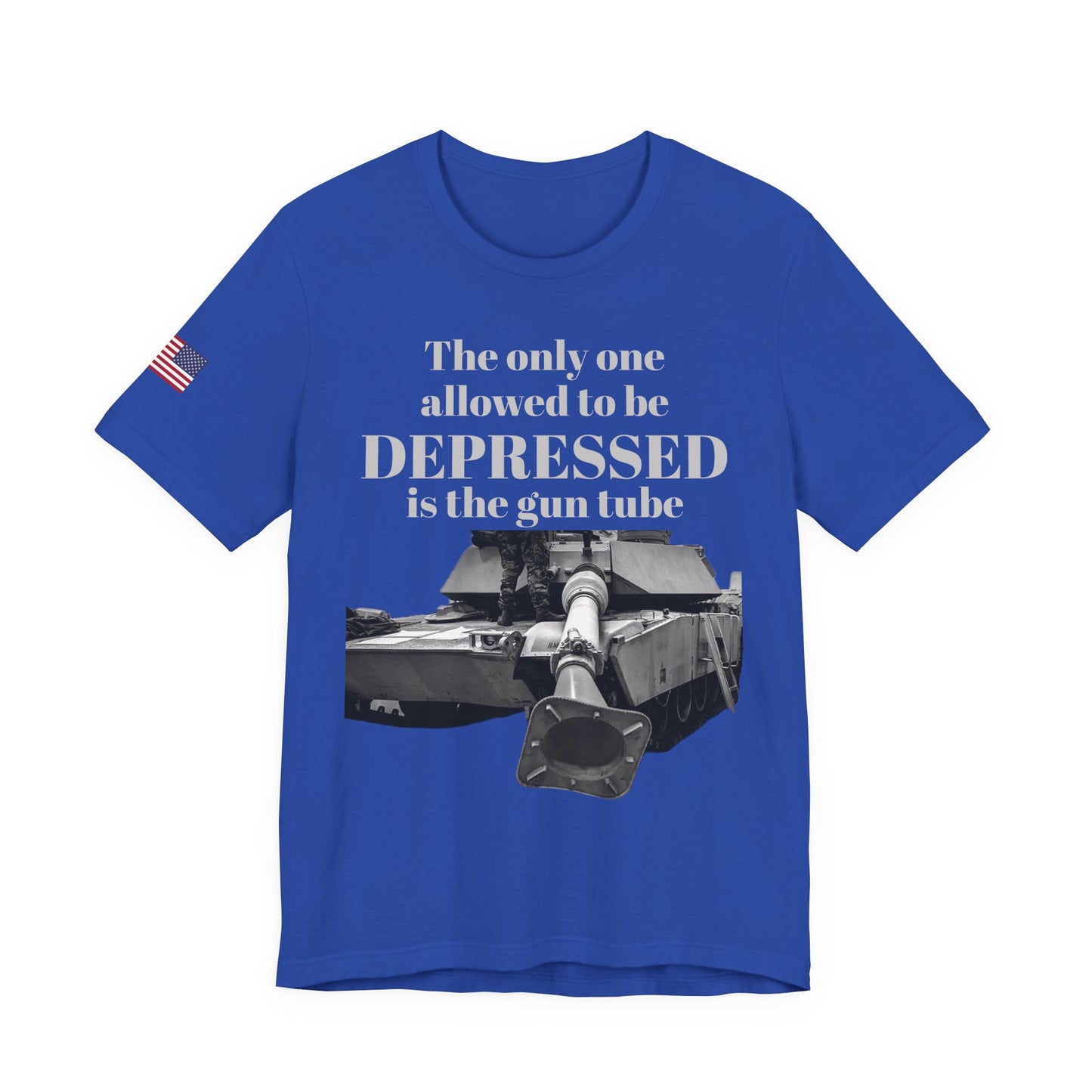 DEPRESSED Gun Tube, Veteran Gift, Patriotic Apparel, Gun Enthusiast Top, With US Flag, Lightweight T-Shirt