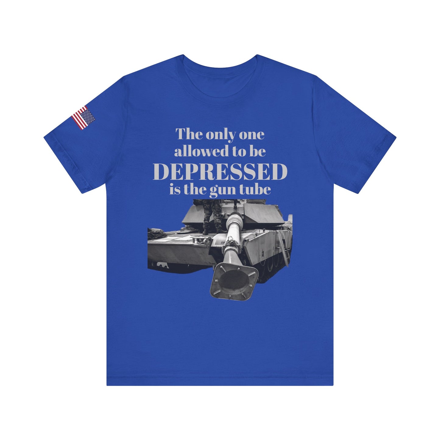 DEPRESSED Gun Tube, Veteran Gift, Patriotic Apparel, Gun Enthusiast Top, With US Flag, Lightweight T-Shirt